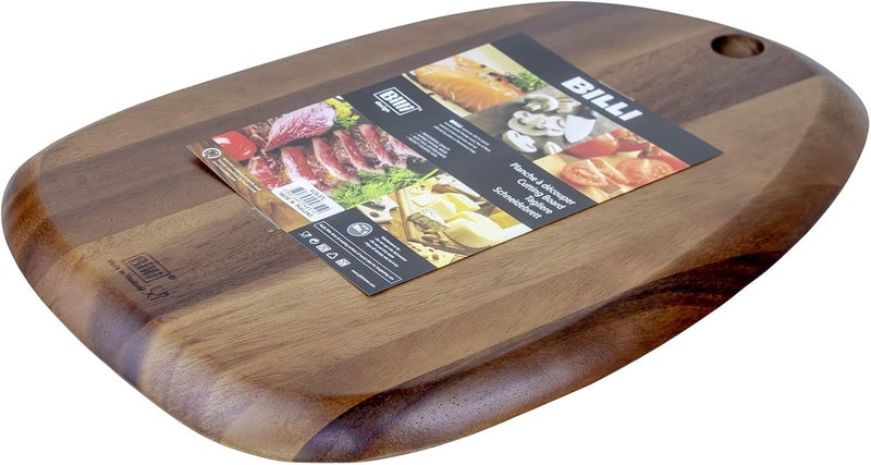 BILLI Pebble Shaped Acacia Cutting Board, Serving 33x24 cm (Natural Acacia) - Image 2